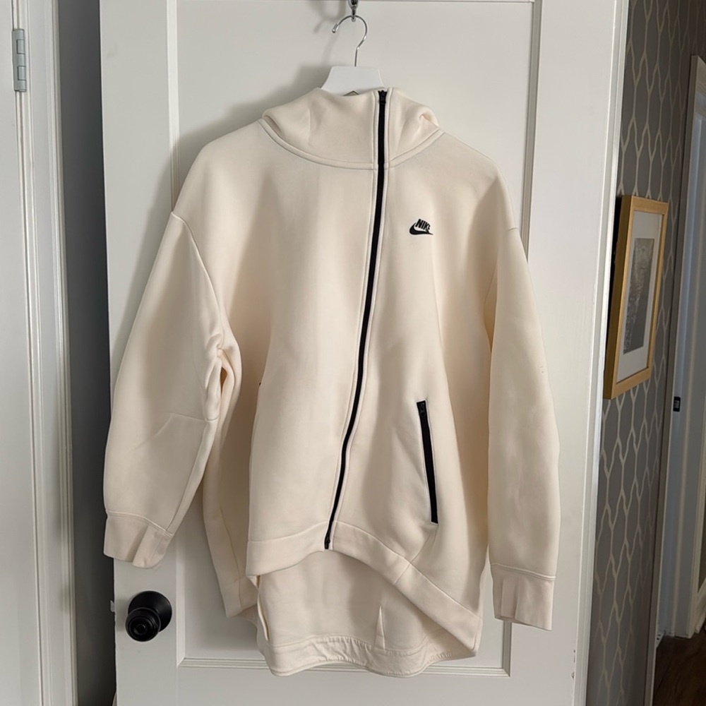 Nike asymmetrical zip hoodie with high low bottom